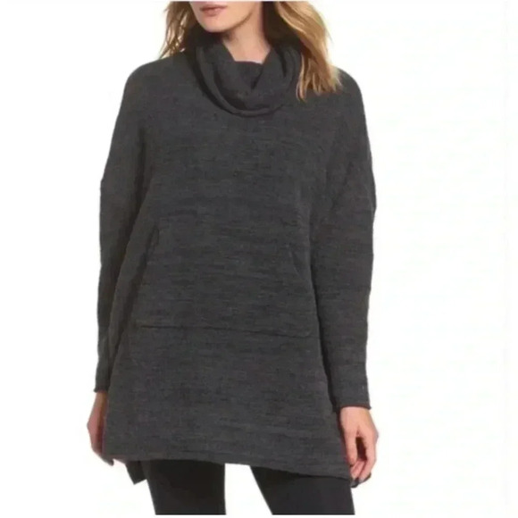 Barefoot Dreams Cozychic Lounge Pullover Knit OS Oversized Dark Grey 800 Loose - Picture 1 of 6